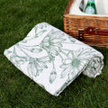 Green Flower Sketch Quilted Picnic Blanket