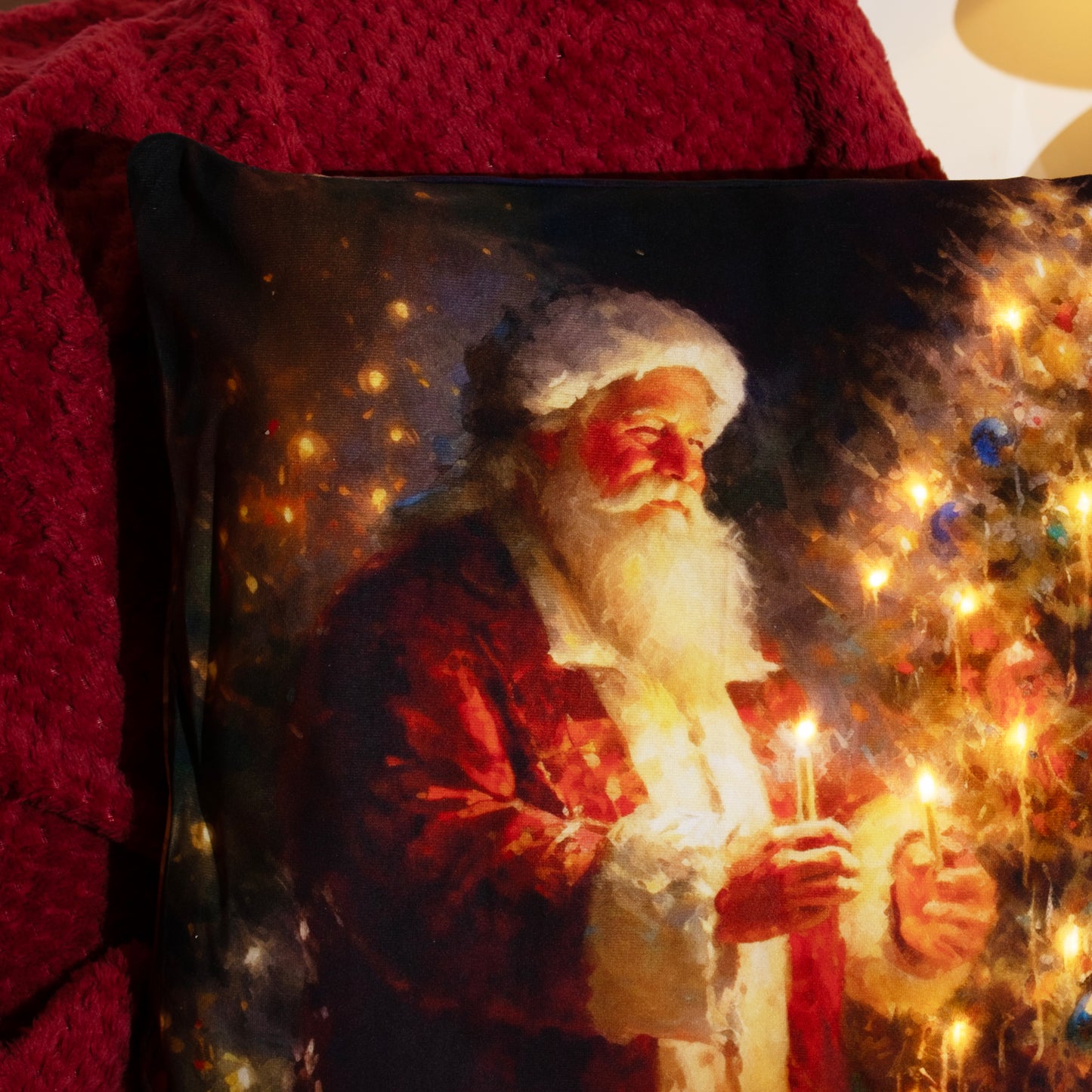 Santa Claus On Christmas Eve Light Up Cushion