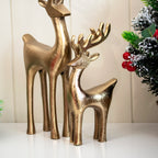 Set Of 2 Tall Gold Reindeer Ornaments