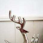 Set Of 2 Tall Silver Reindeer Ornaments
