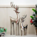 Set Of 2 Tall Silver Reindeer Ornaments