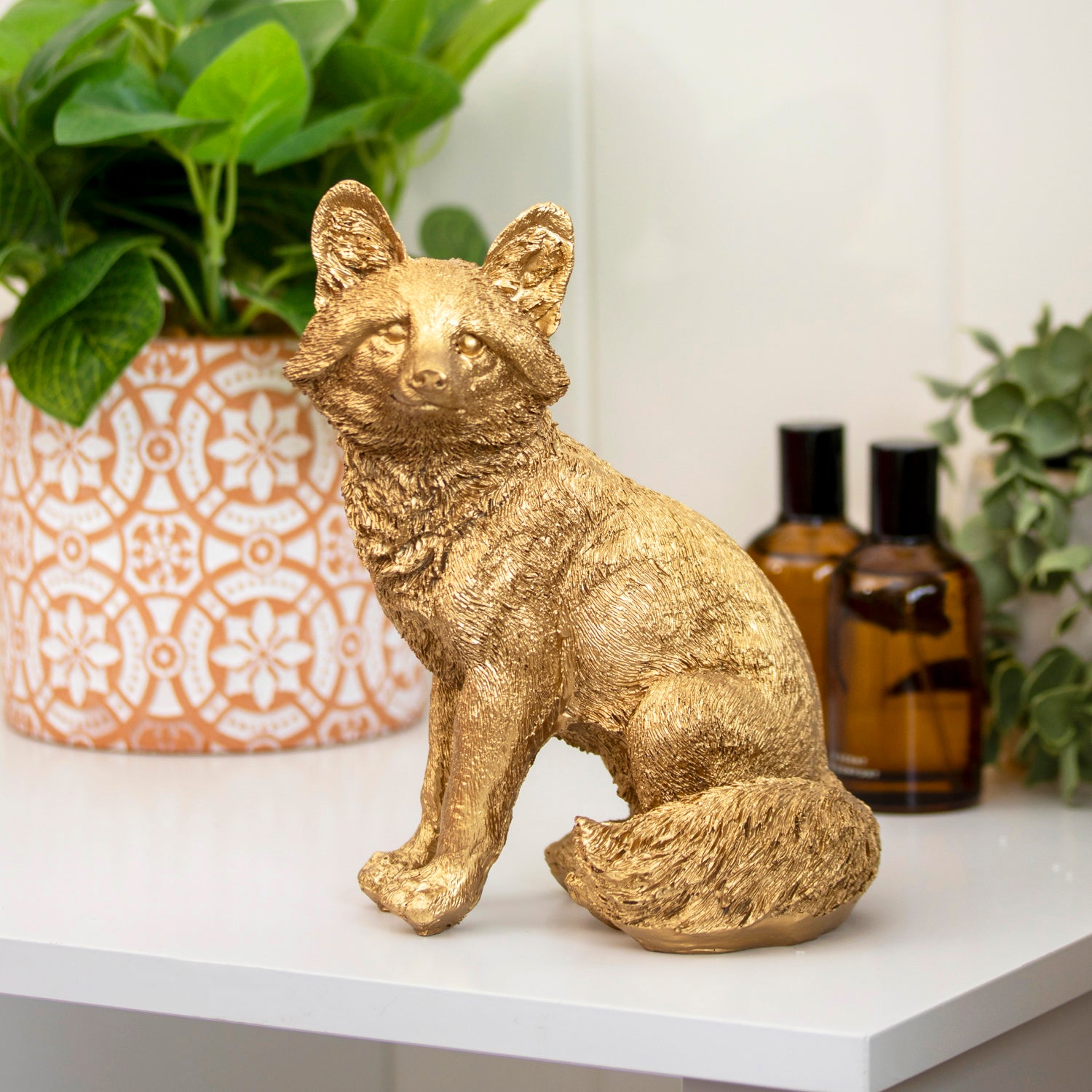 Textured Gold Sitting Fox Ornament