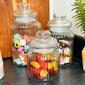 Set mit 3 luftdichten Bonbongläsern aus Glas