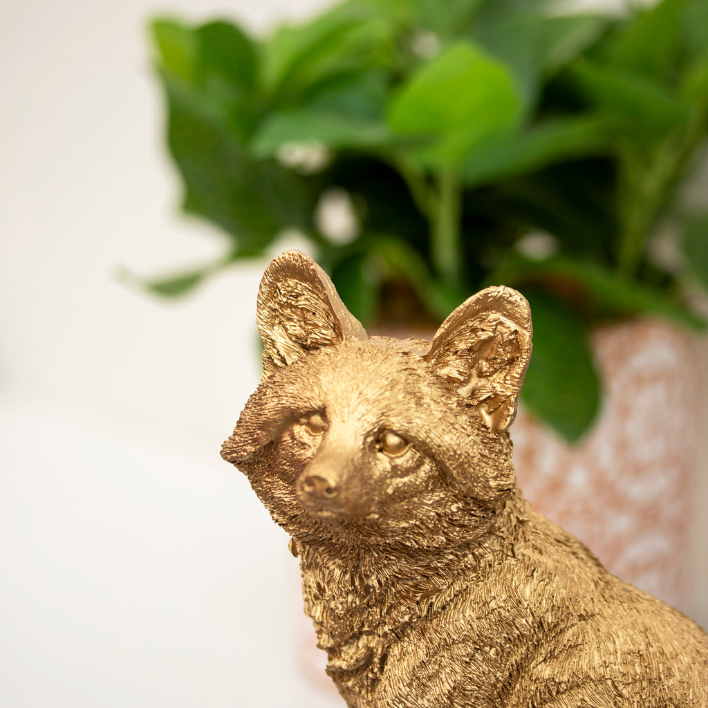 Textured Gold Sitting Fox Ornament