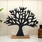 Black Tree Of Life Ornament On Wood Base