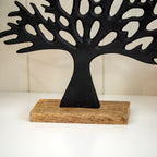 Black Tree Of Life Ornament On Wood Base
