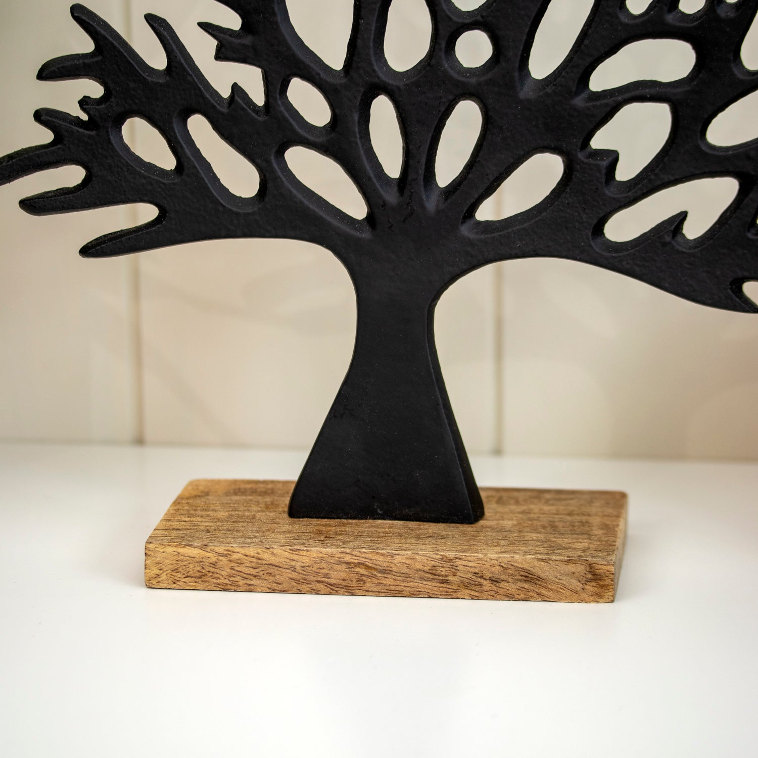 Black Tree Of Life Ornament On Wood Base