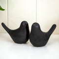Set of 2 Matt Black Ceramic Bird Ornaments