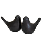 Set of 2 Matt Black Ceramic Bird Ornaments