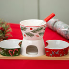 6 Piece Christmas Chocolate Fondue Set