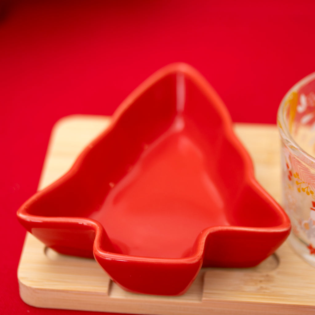 5pc Ceramic & Glass Christmas Serving Bowls On Tray Set