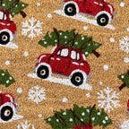 Red Christmas Car Coir Doormat