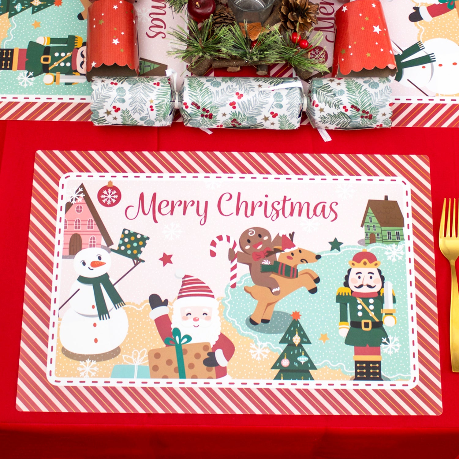 Set Of 4 Merry Christmas Character Placemats