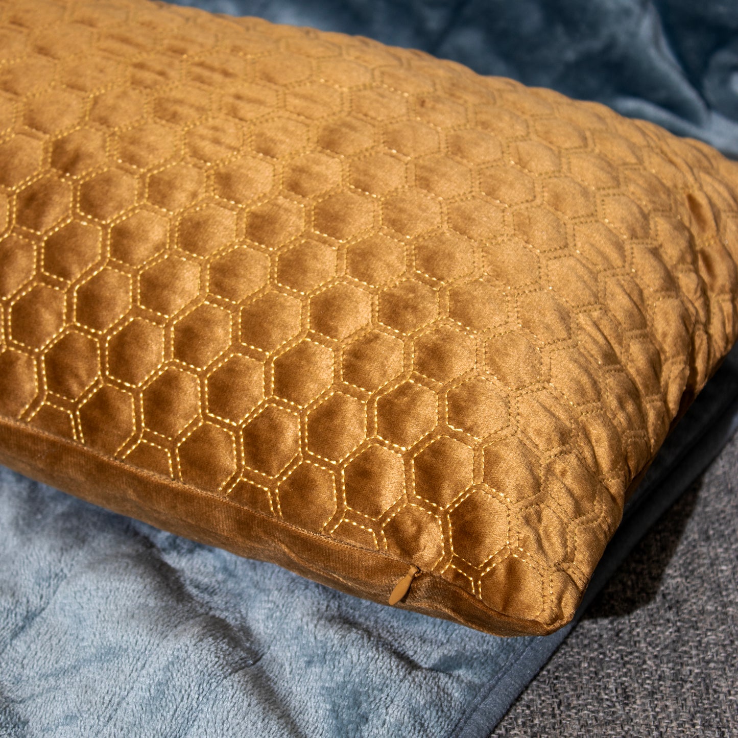 Honeycomb Patterned Velvet Cushions