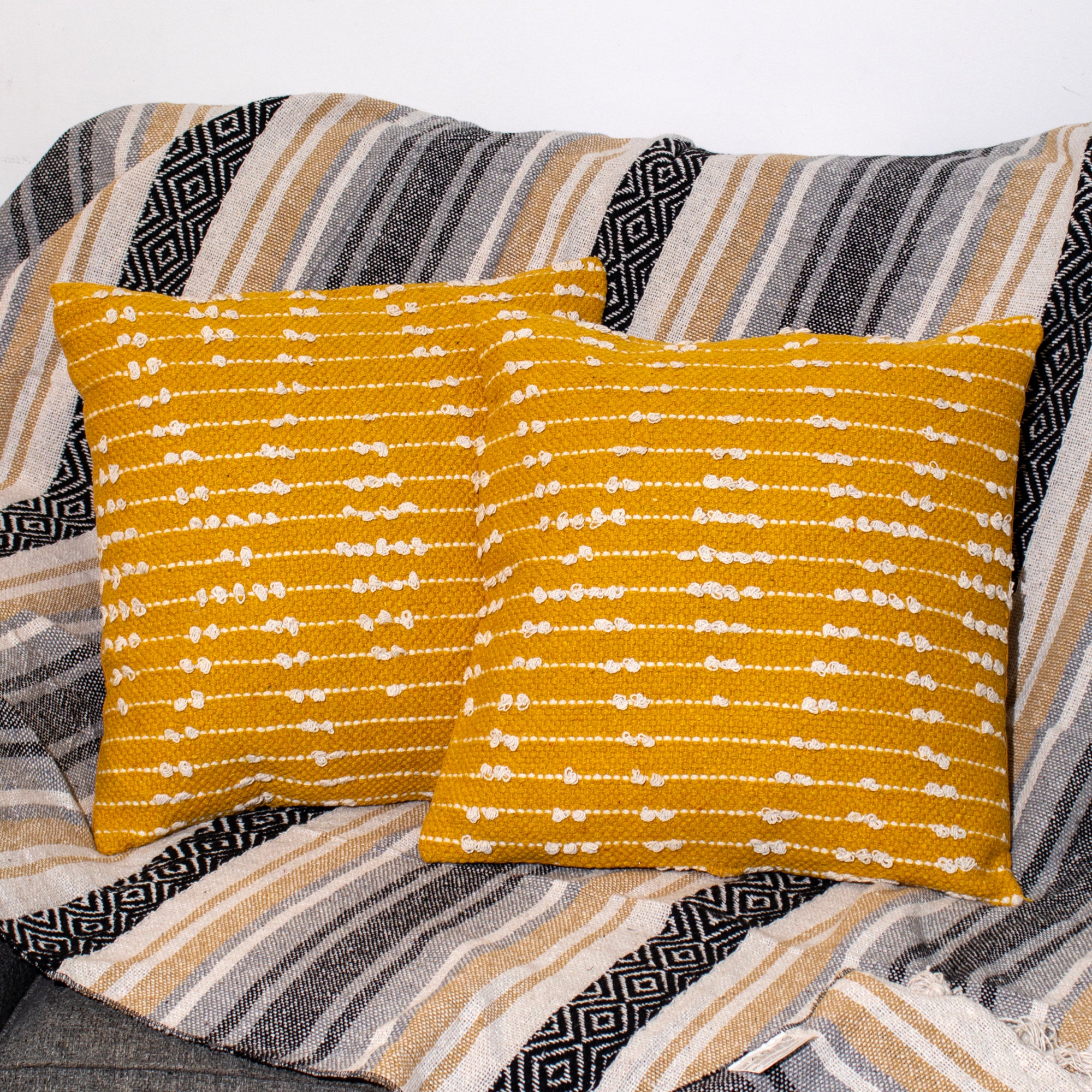 Mustard Textured Diamond Cushion