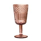 Set Of 6 Embossed Pink Wine Glasses