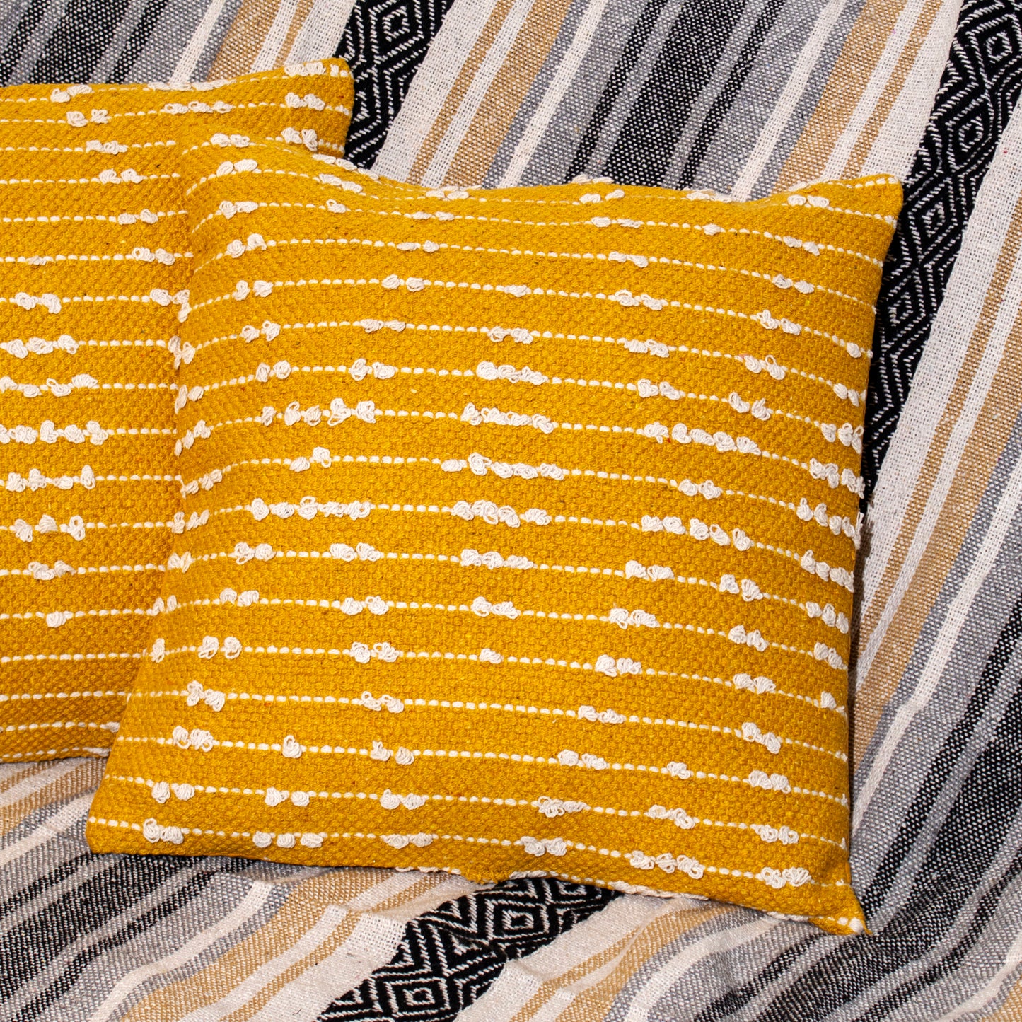 Mustard Textured Diamond Cushion