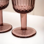 Set Of 6 Embossed Pink Wine Glasses