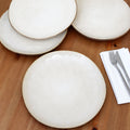 Set Of 4 Hammered Stoneware Dinner Plates