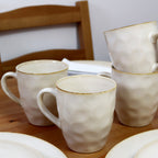 Set Of 4 Hammered Stoneware Mugs