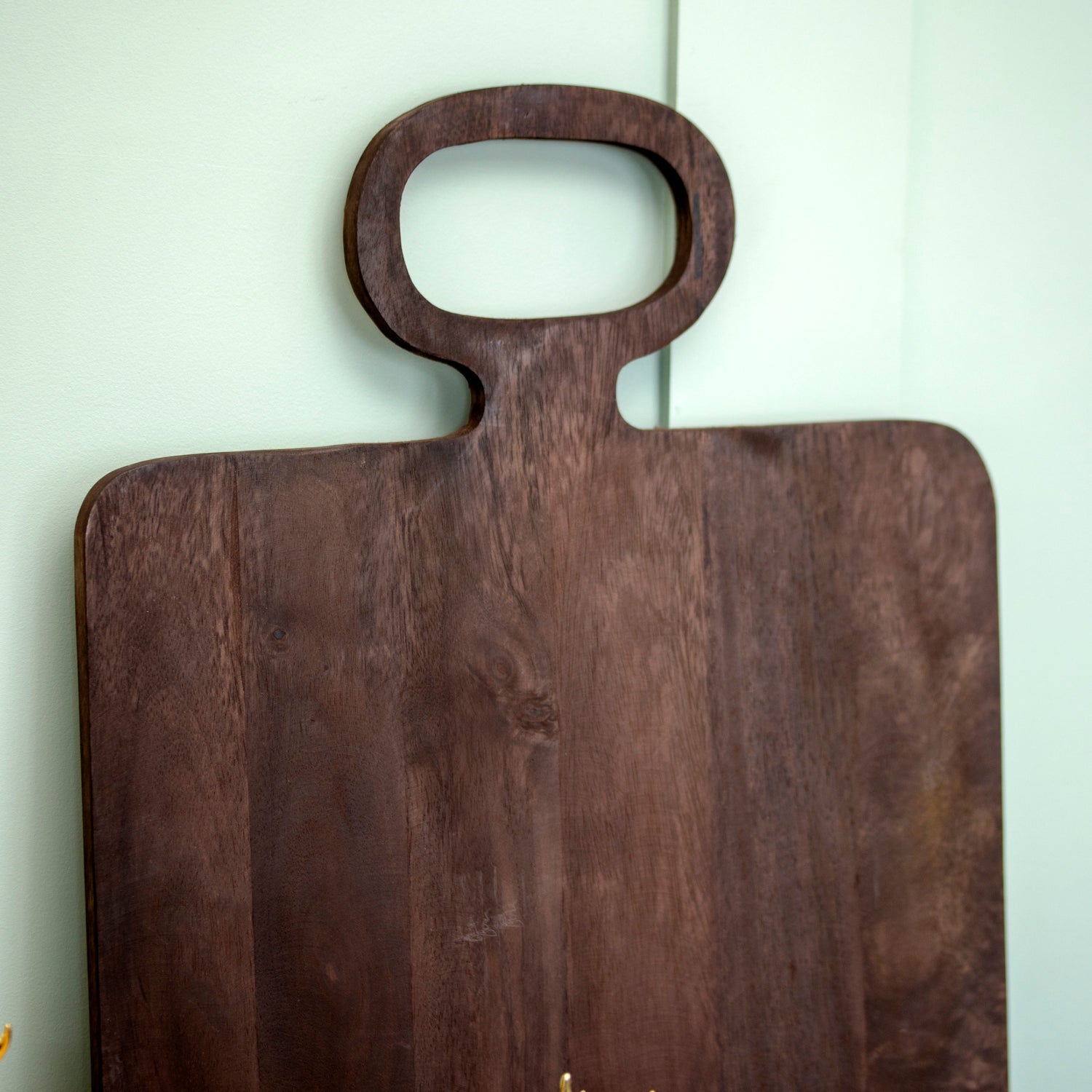 Square Ring Handle Dark Mango Wood Chopping Board