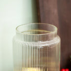Gold Reindeer Top Ribbed Glass Storage Jar 1.6L