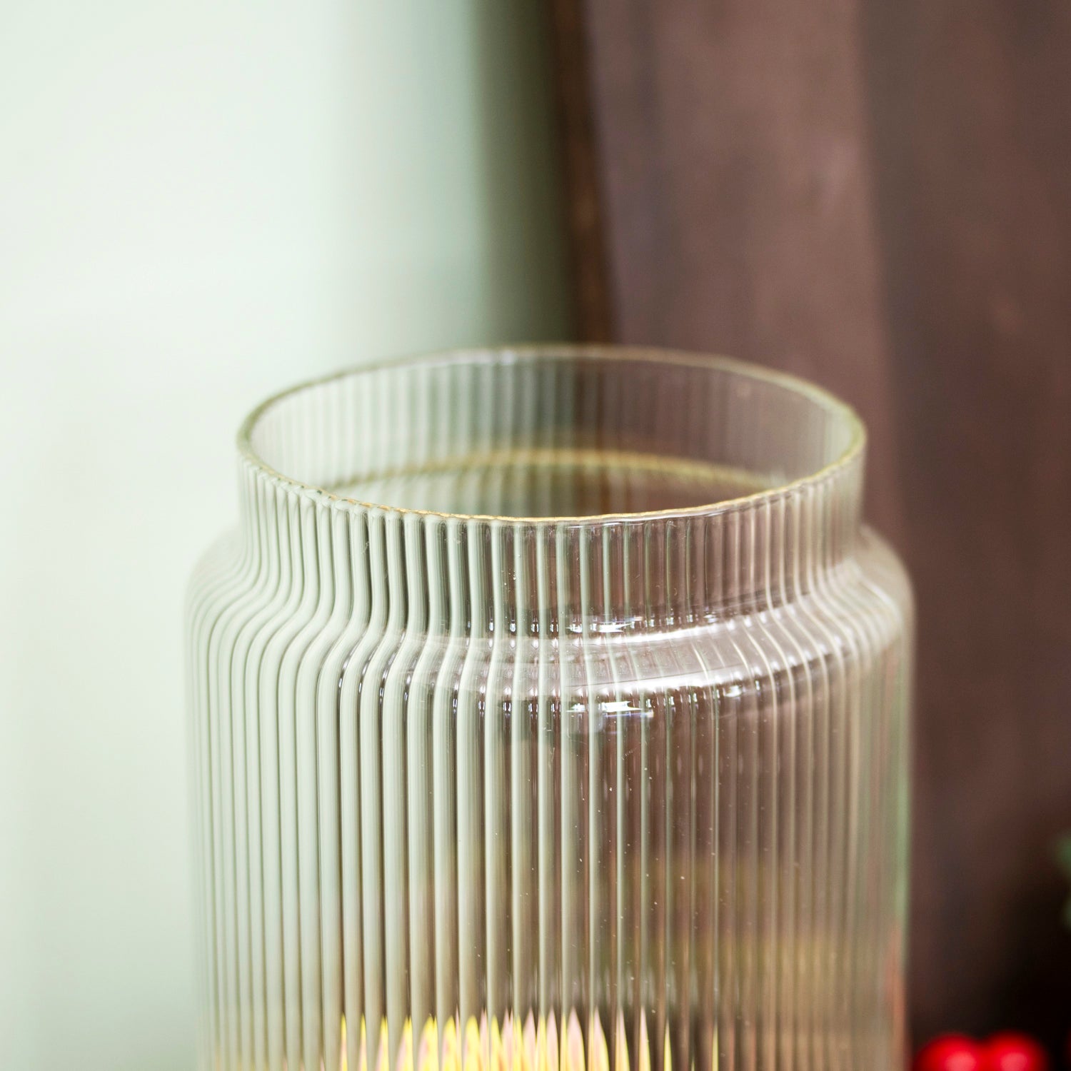 Gold Reindeer Top Ribbed Glass Storage Jar 1.6L