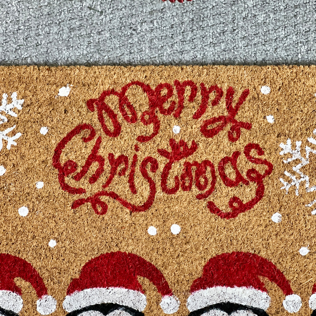 Christmas Penguin Family Coir Doormat