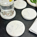 Set Of 4 Round White Marble Coasters