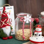 Set Of 3 Ceramic Christmas Lid Glass Storage Jars 0.9L