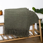 Army Green Plaid Cotton Throw 130x170cm