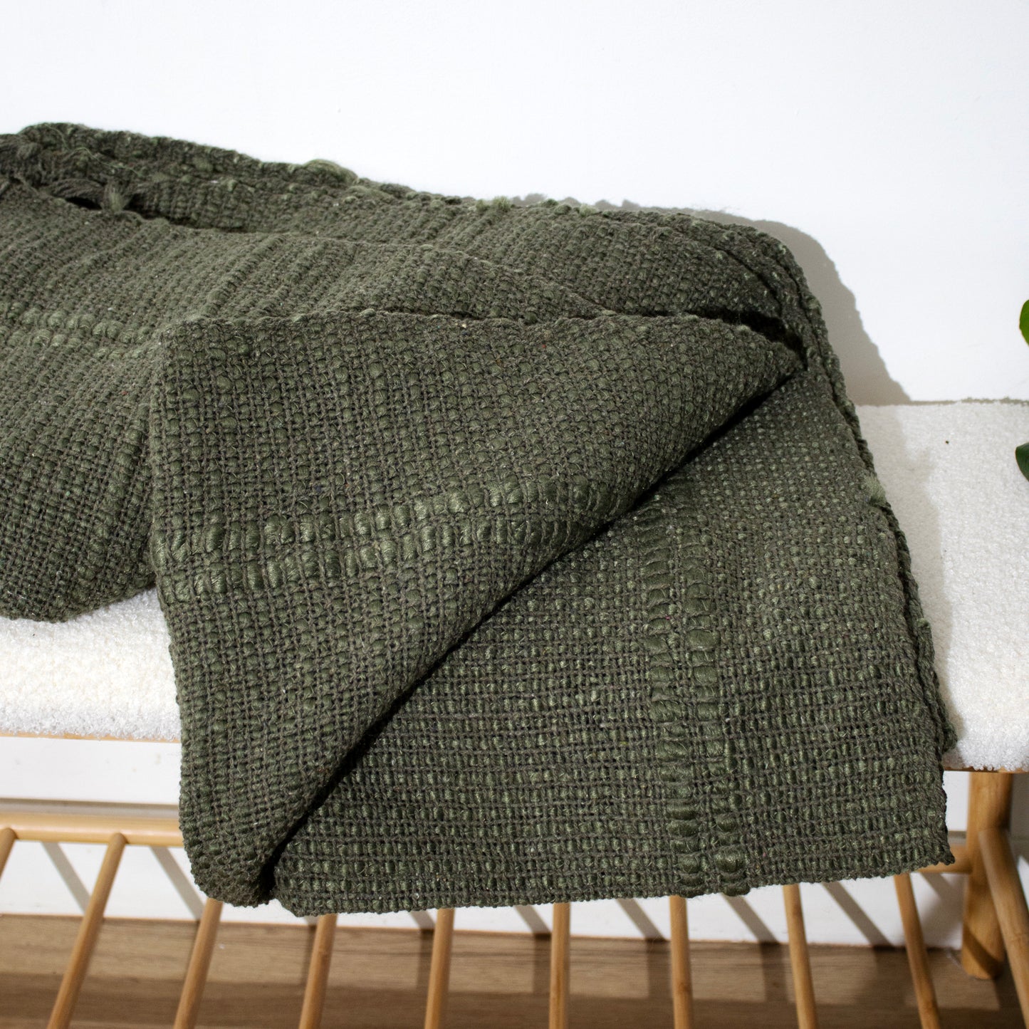 Army Green Plaid Cotton Throw 130x170cm