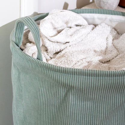 Light Blue Corduroy Laundry Basket