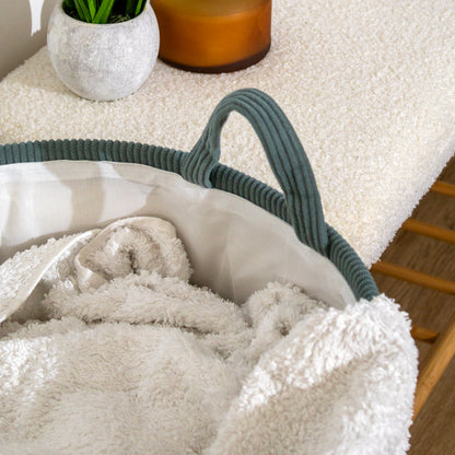 Dark Blue Corduroy Laundry Basket