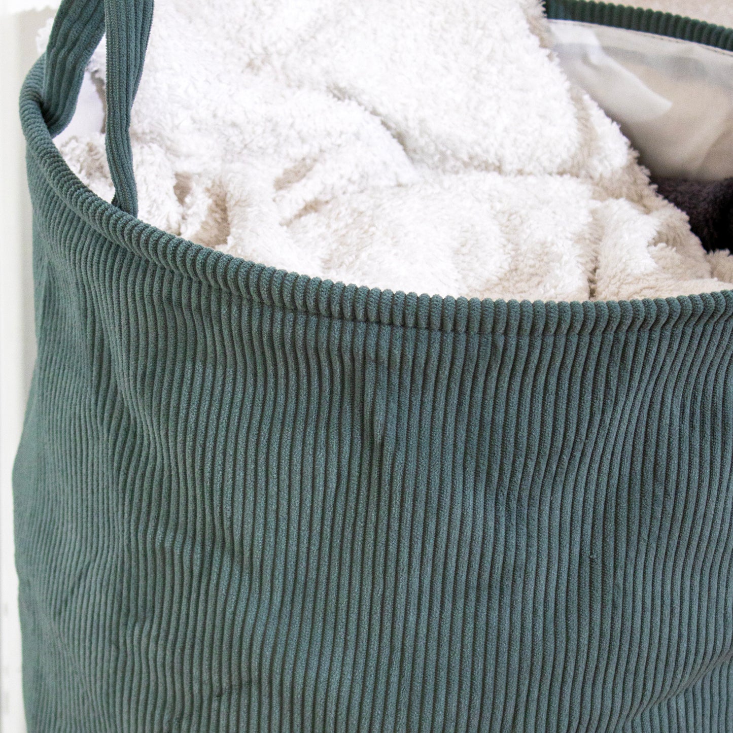 Dark Blue Corduroy Laundry Basket