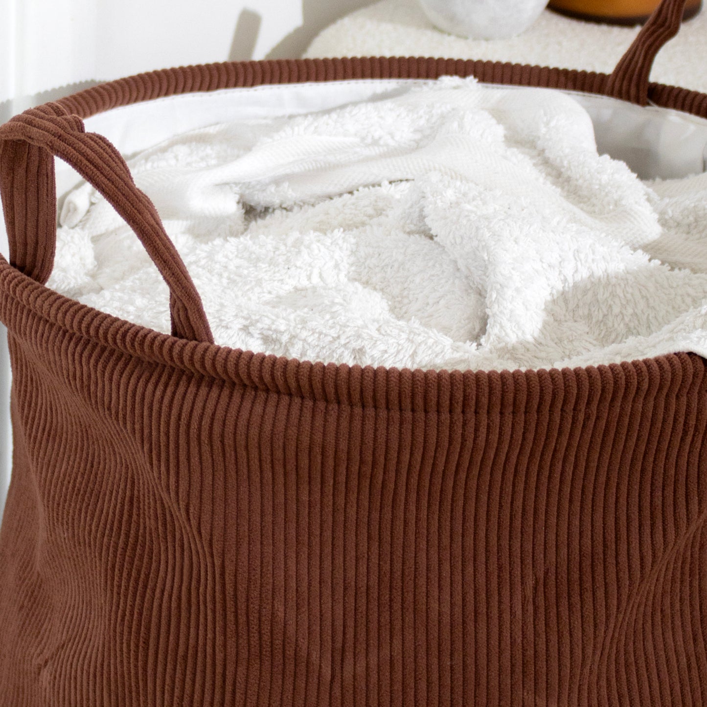 Chocolate Brown Corduroy Laundry Basket