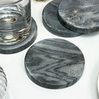Set Of 4 Round Grey Marble Coasters