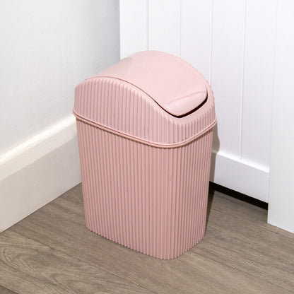 Pink Ribbed 2.5 Litre Bathroom Bin