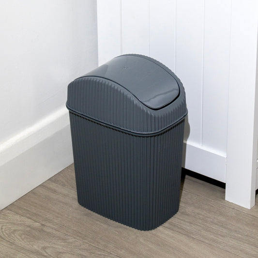 Blue Ribbed 2.5 Litre Bathroom Bin