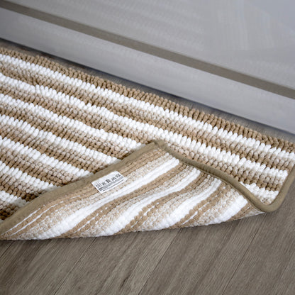 Brown Striped Super Soft Chenille Bath Mat