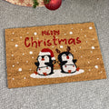 Snowy Festive Penguins Coir Doormat