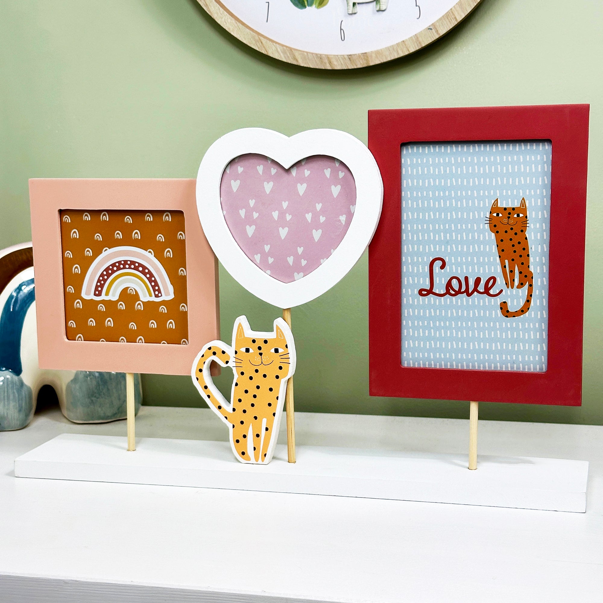 Pink Cheetah Triple Photo Frame On Stand