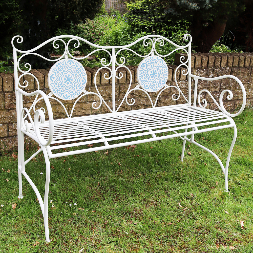 Mediterranean Mosaic Garden Bench