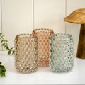 Set Of 3 Multi Tall Bobble Glass Candle Holders