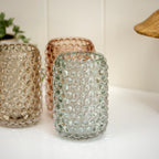 Set Of 3 Multi Tall Bobble Glass Candle Holders