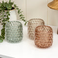 Set Of 3 Multi Bobble Glass Tea Light Holders