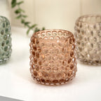 Set Of 3 Multi Bobble Glass Tea Light Holders