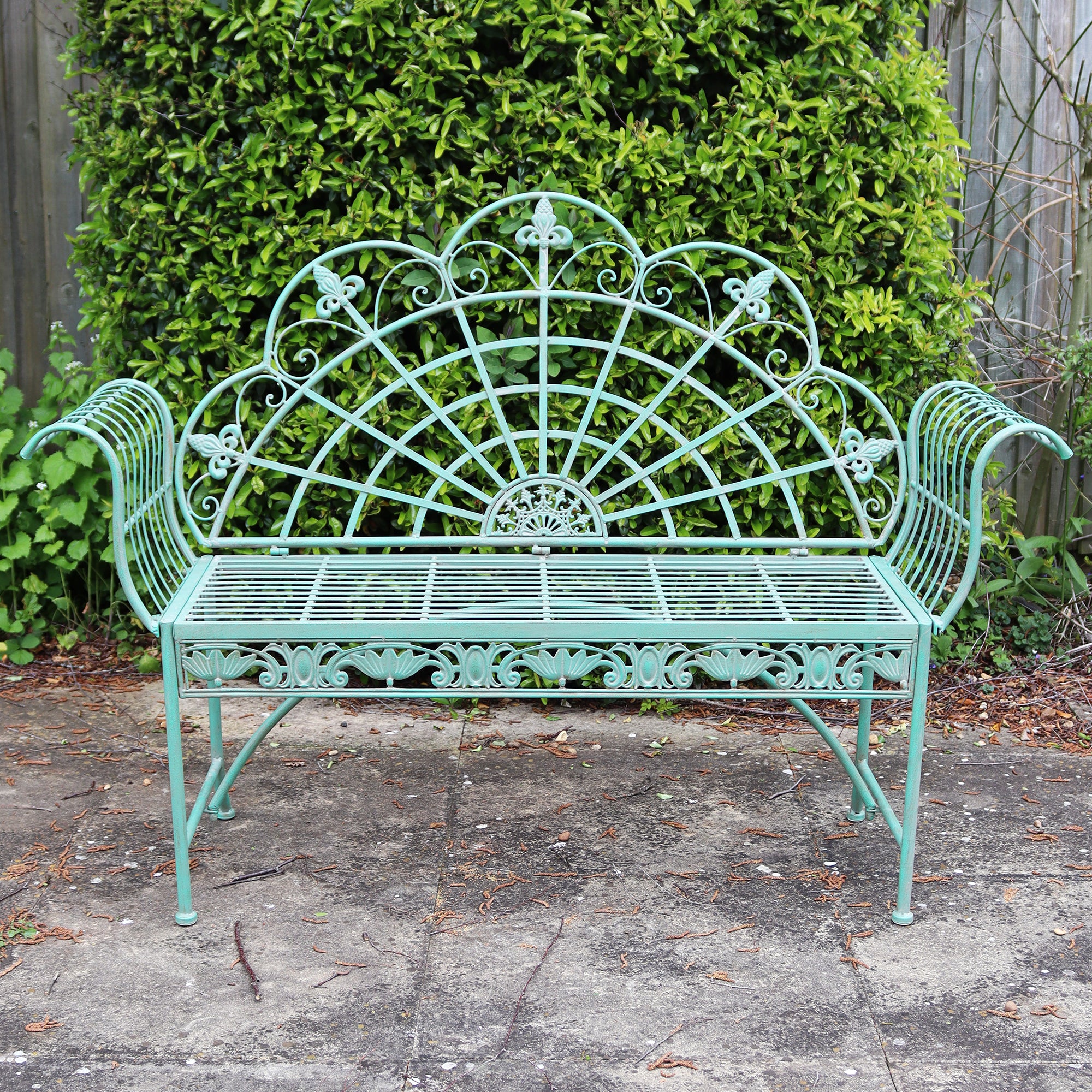 Verdigris Peacock Garden Bench