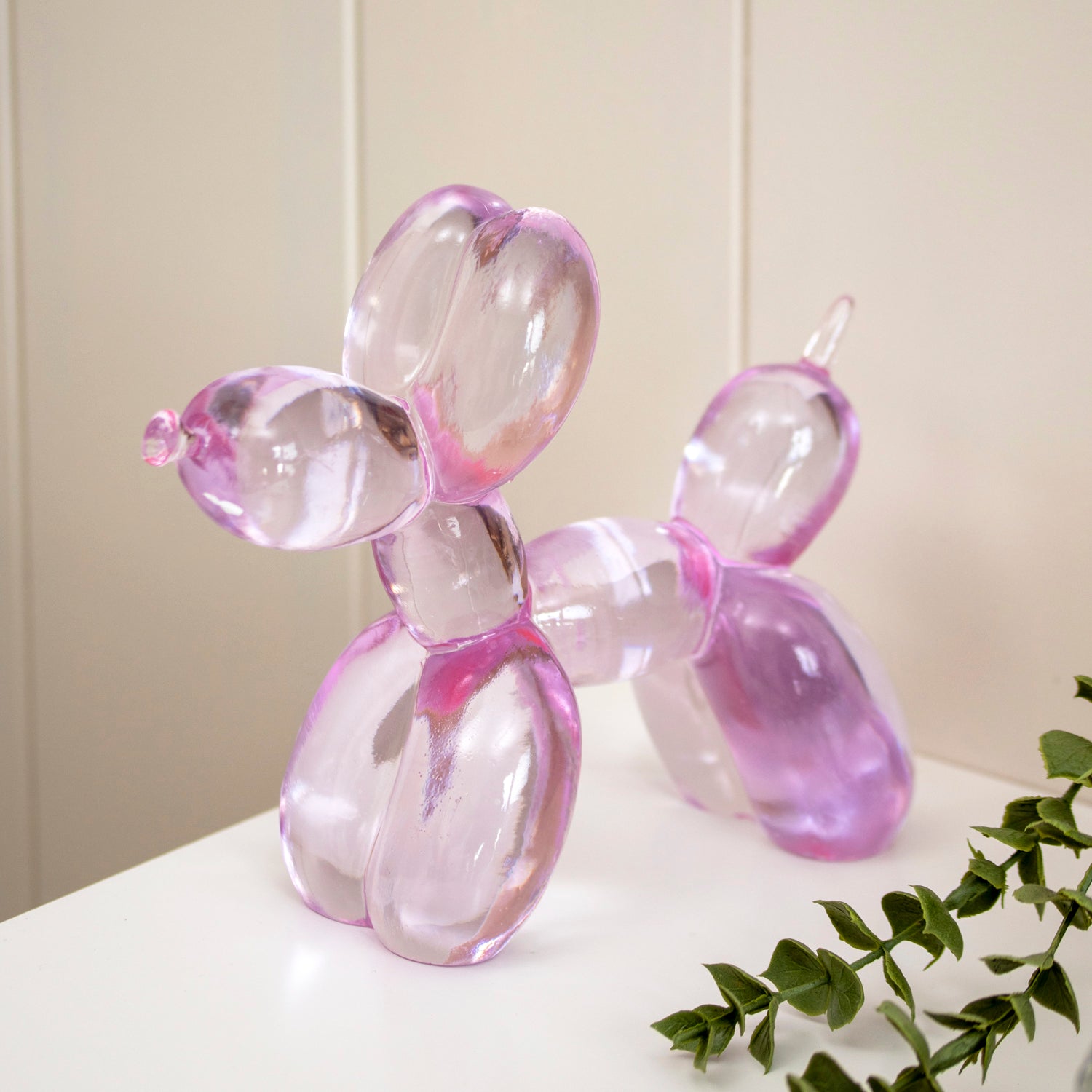 Pink Glass Balloon Dog Ornament