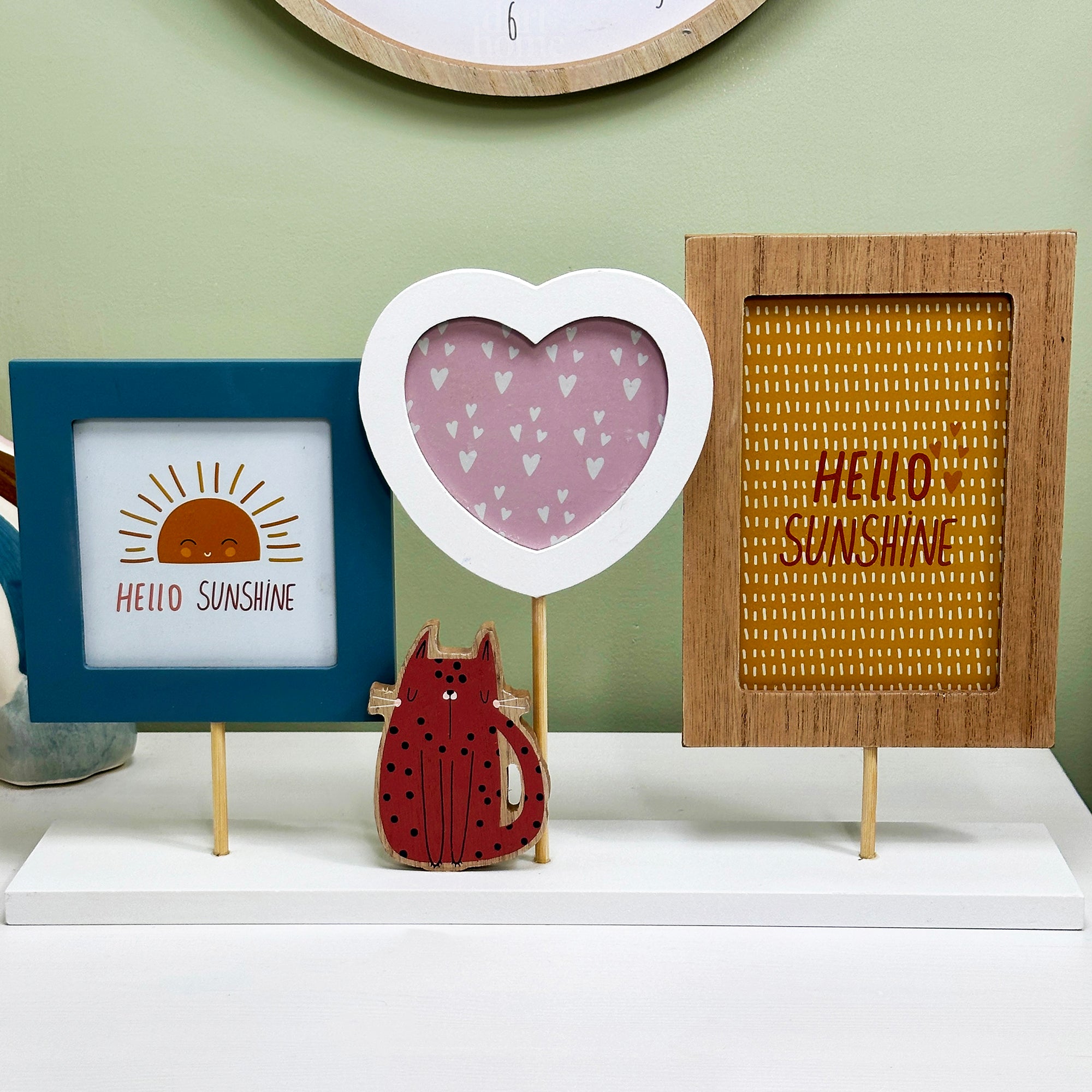 Hello Sunshine Triple Photo Frame On Stand